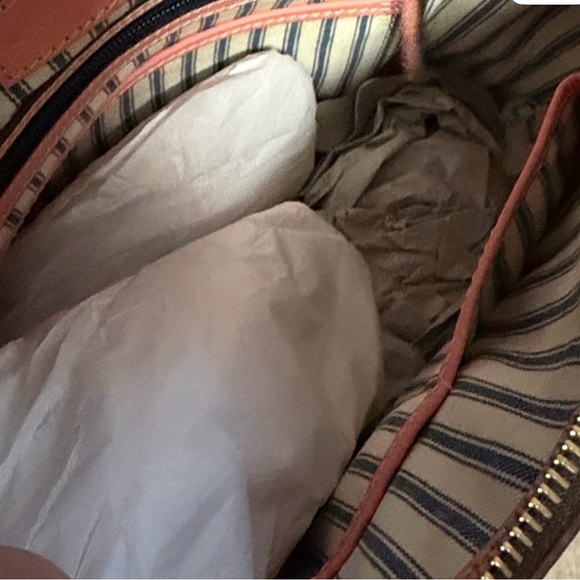 Dooney & Bourke Pink and Tan Woven Leather Tote with matching wallet included - Picture 8 of 13